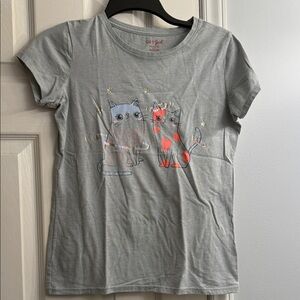 Cat & Jack kids Gray Tee with Two Cute Cat Graphics size 14/16